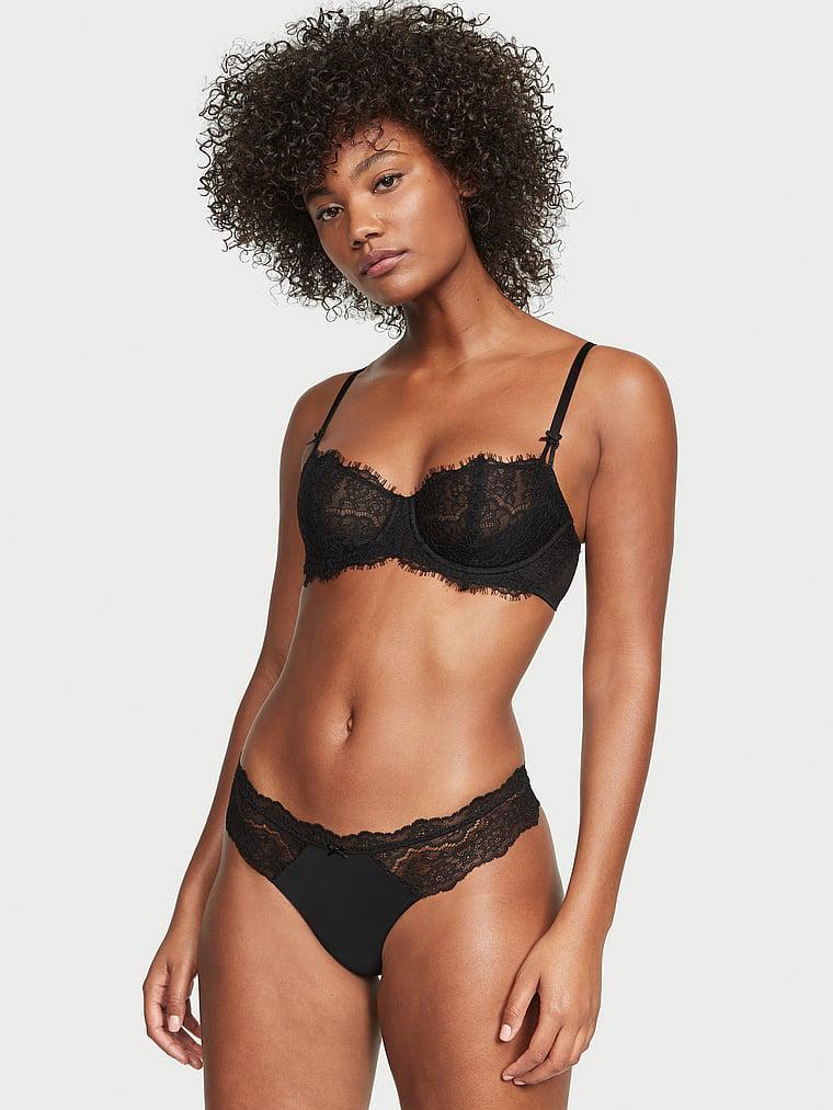 Трусики стринги Victoria's Secret Lace-Trim Thong Panty S Черный (26637886) Трусики стринги Victoria's Secret Lace-Trim Thong Panty S Черный (26637886)