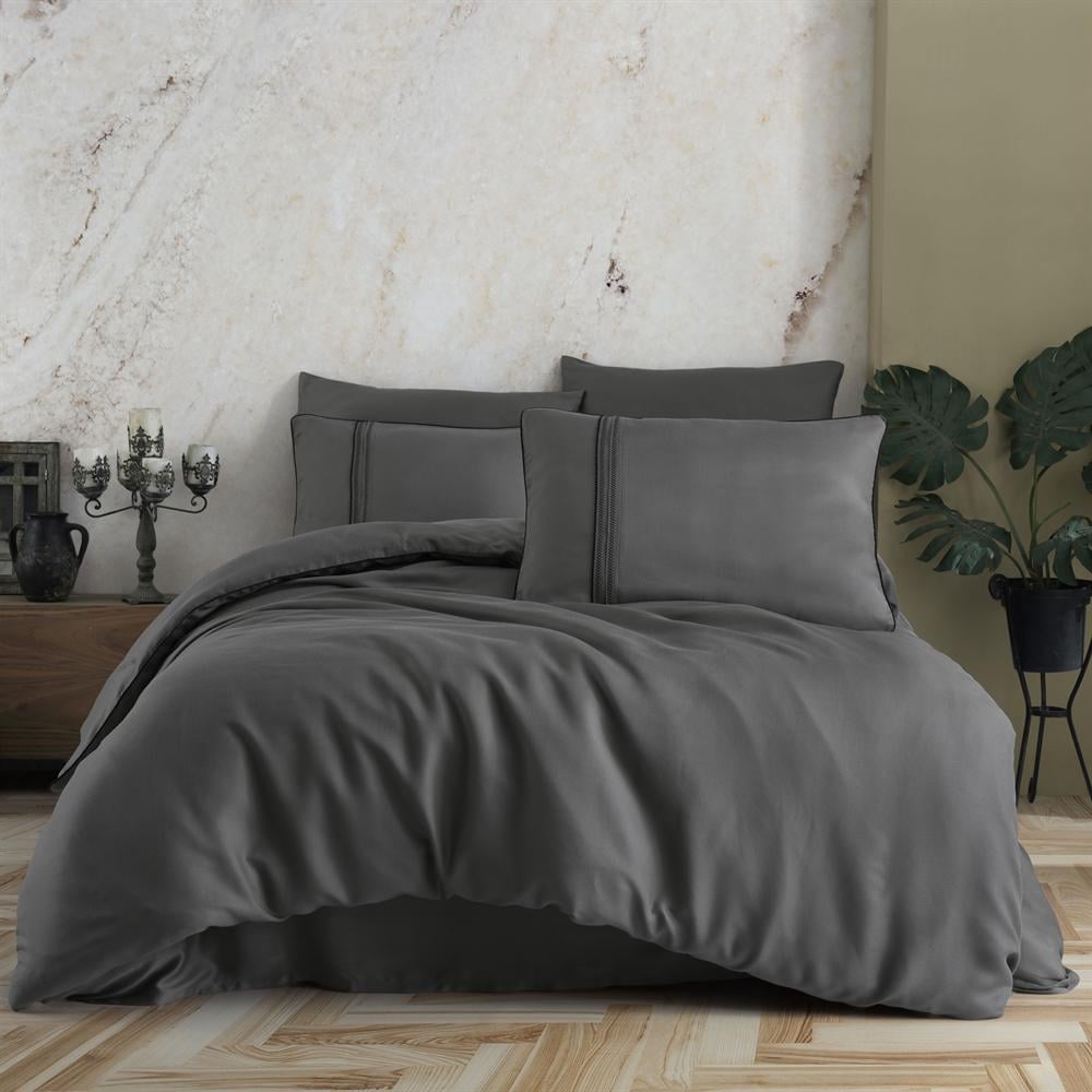 Комплект постільної білизни Hobby Silk-Modal 200х220/50x70 см 4 шт. Антрацитовий