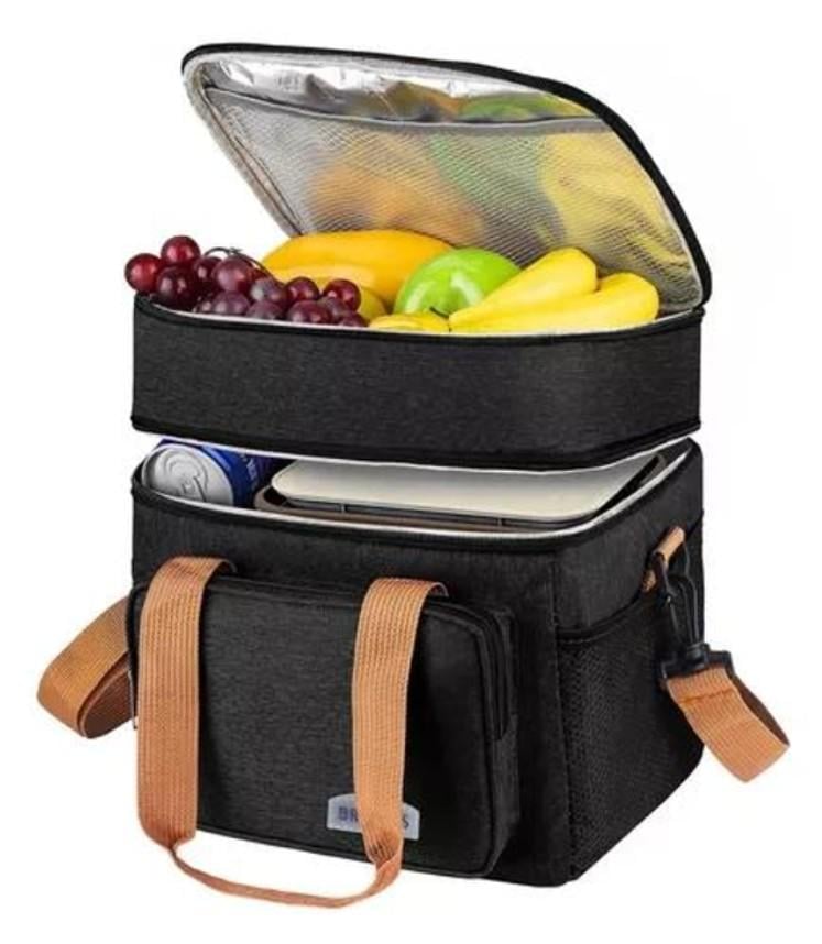 Сумка-холодильник на 2 отделения с ручкой через плечо 26х25х18 см 12 л Черный (172-2) - фото 4 Сумка-холодильник на 2 отделения с ручкой через плечо 26х25х18 см 12 л Черный (172-2) - фото 4