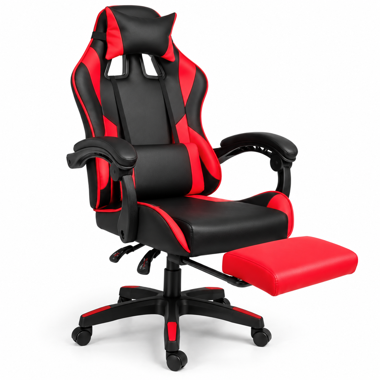 Комп'ютерне крісло ігрове Grand HELE 26X-11 з підніжкою та двома подушками Black/Red (38271311)