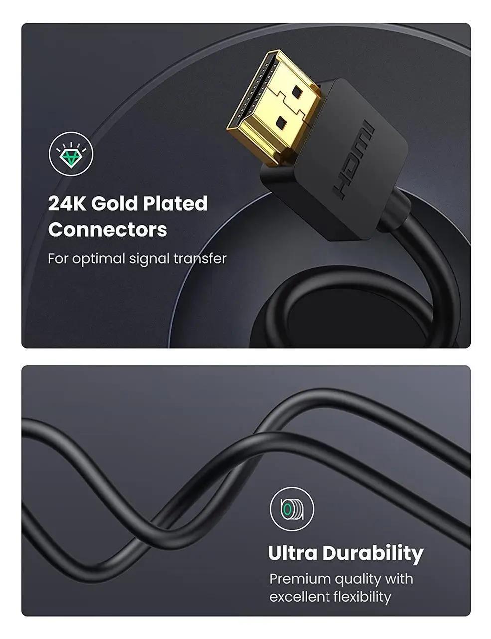 Перехідник кабель UGREEN Micro HDMI-HDMI 2.0 4K 60 Гц підтримка 3D/Ethernet/HDR/ARC 1 м (30148) - фото 3 Перехідник кабель UGREEN Micro HDMI-HDMI 2.0 4K 60 Гц підтримка 3D/Ethernet/HDR/ARC 1 м (30148) - фото 3