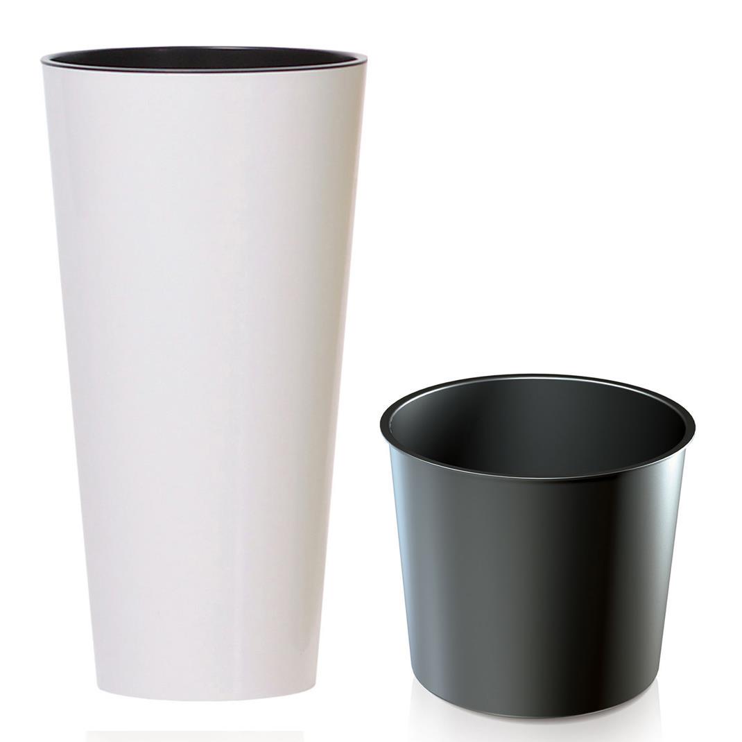 Горшок для цветов Prosperplast TUBUS SLIM EFFECT с вкладышем 15х28 см Белый (75946-449)