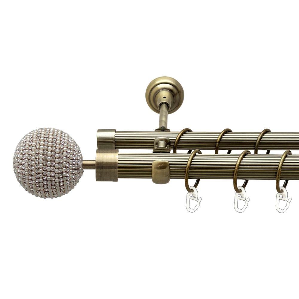 Карниз Orvit Карера металевий дворядний відкритий рифлена труба кільце металеве 25/19 мм 300 см Антик (00-00021934)