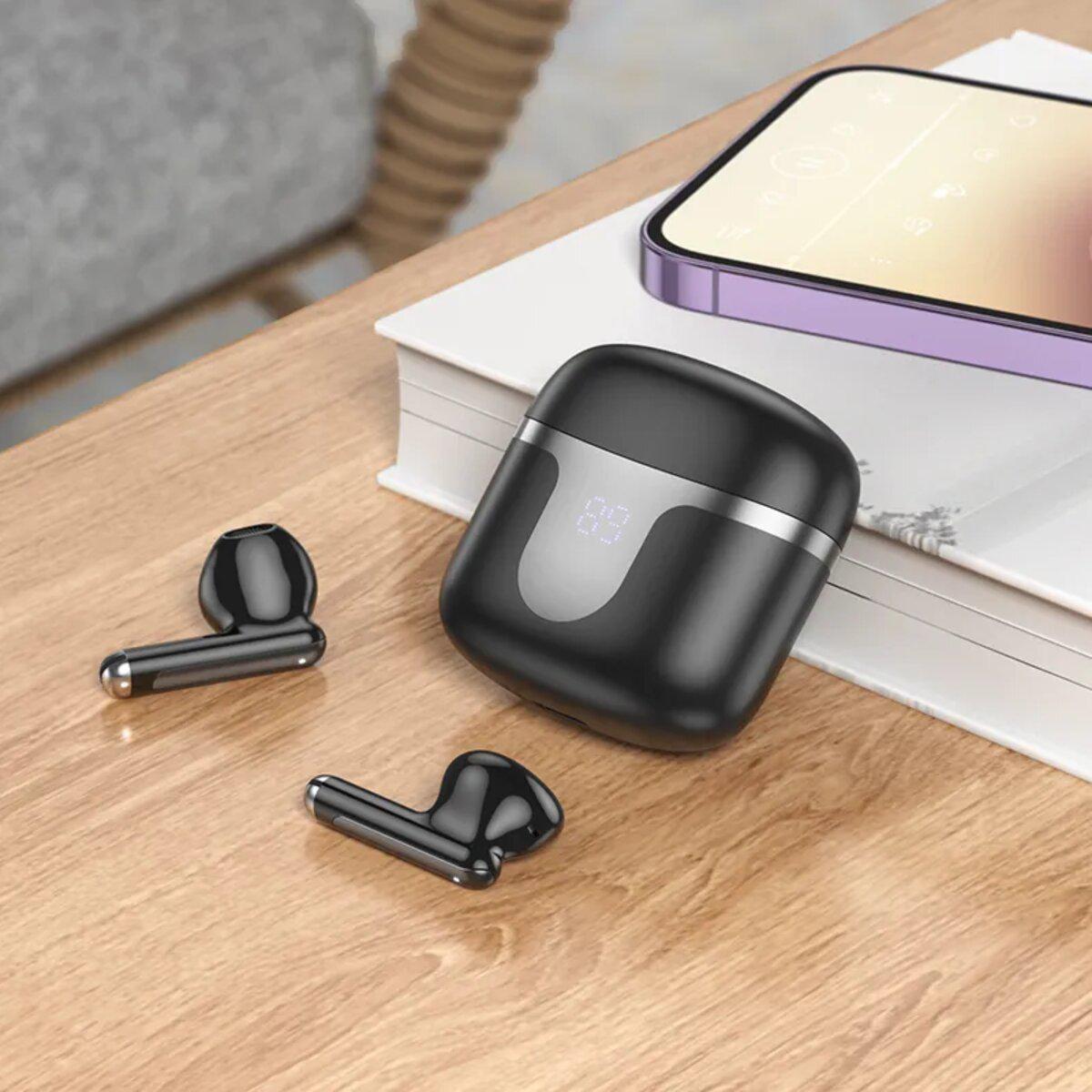 Навушники бездротові Hoco EQ7 Snowflake true wireless BT5.3 headset 300 mAh Black (6942007617727) - фото 3