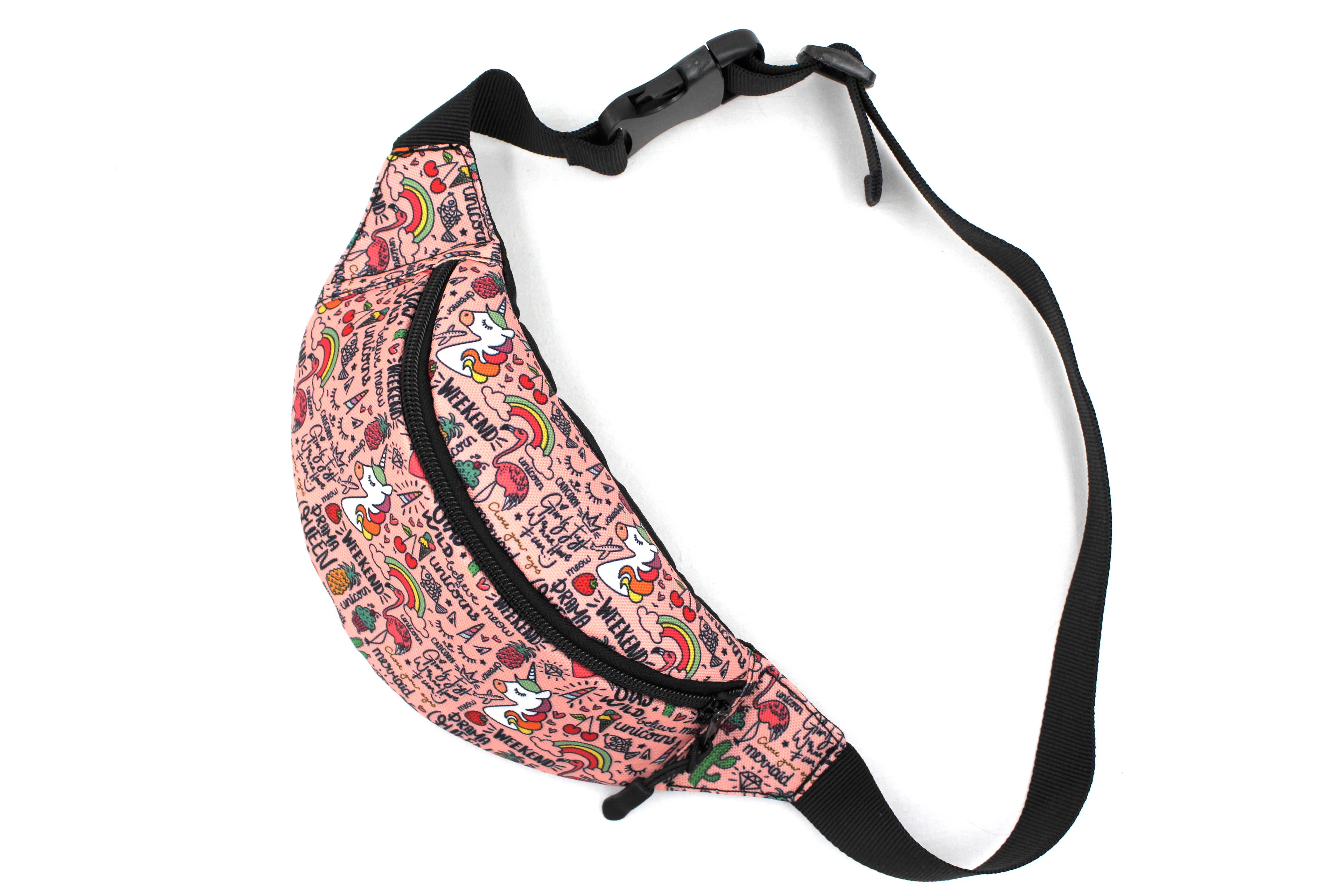 Сумка бананка дитяча з регулюючим ремінцем для дівчинки Єдинорожки Рожевий (Д-007)