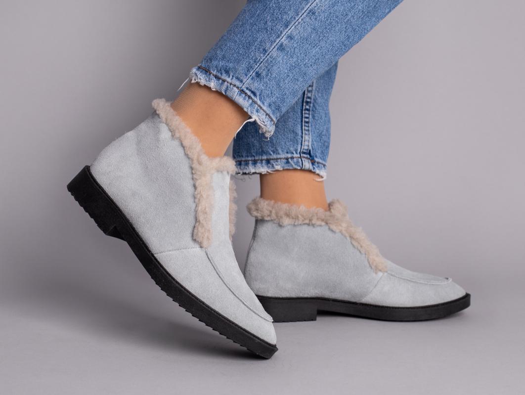 Черевики замшеві жіночі р. 36 Сірий (5217з/р. 36)