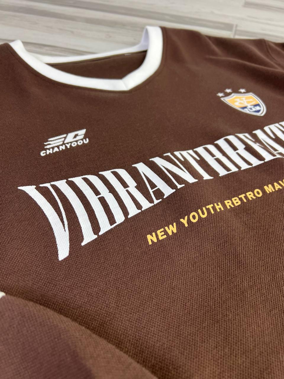 Свитшот женский A-N 25047 оверсайз вырез поло с надписью впереди OS Коричневый (3730) - фото 10 Свитшот женский A-N 25047 оверсайз вырез поло с надписью впереди OS Коричневый (3730) - фото 10