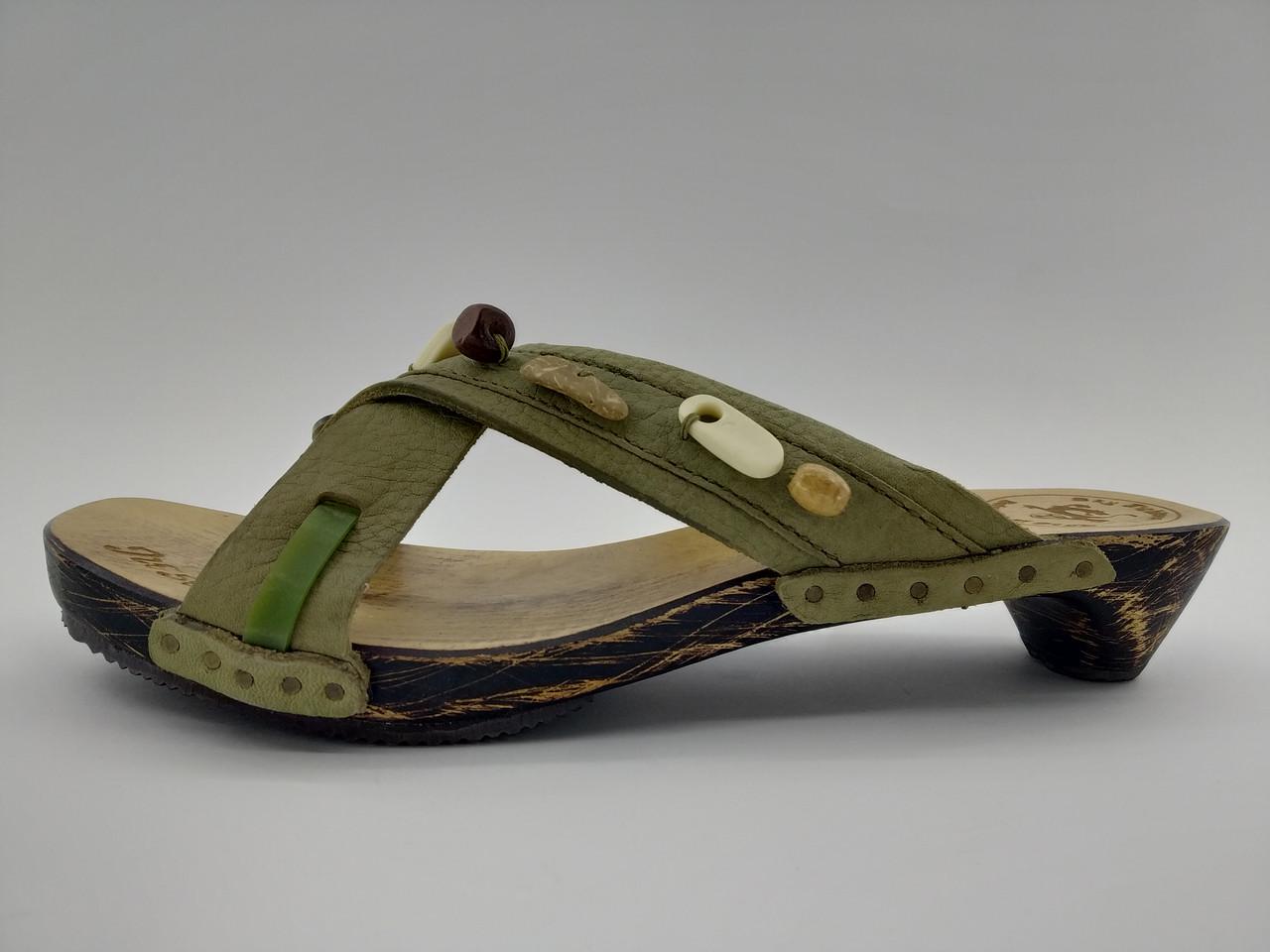 Шльопанці жіночі шкіряні Diesel Ferrea р. 41 26,5 см Зелений (997484566)