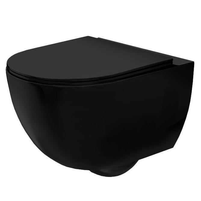 Унитаз подвесной CUBO REA CARLO MINI BLACK REA-C8936 безободковый с сиденьем с микролифтом (133667)