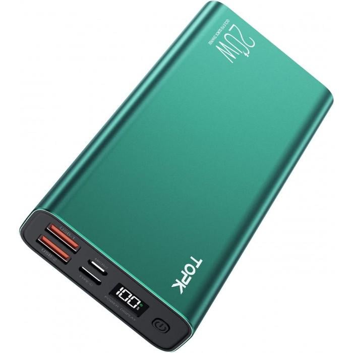 Внешний аккумулятор Topk 20000 mAh 20W 2xUSB 1xType-C Green