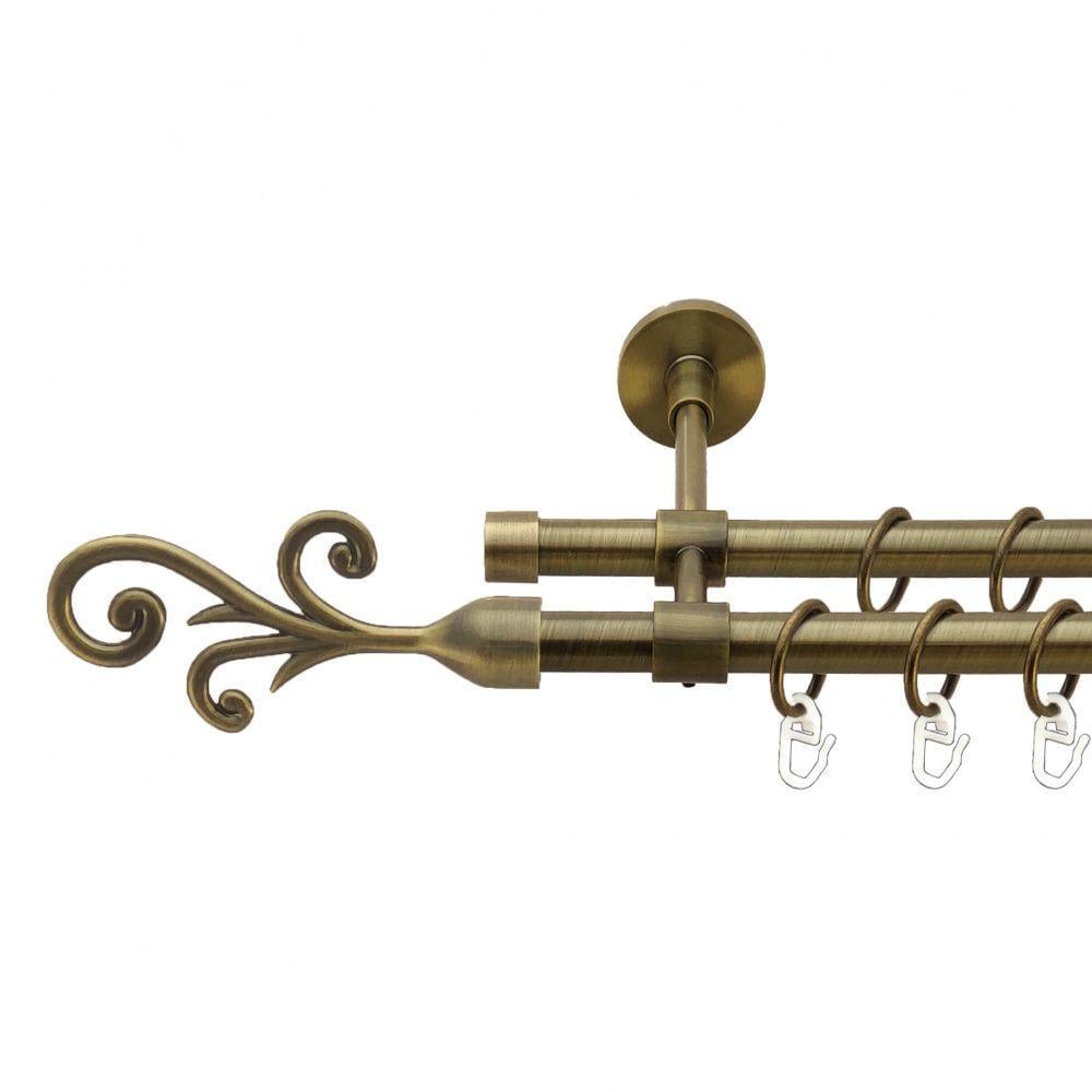 Карниз для штор Orvit Фала двухрядный гладкий 16/16 мм 240 см Антик (7329489)