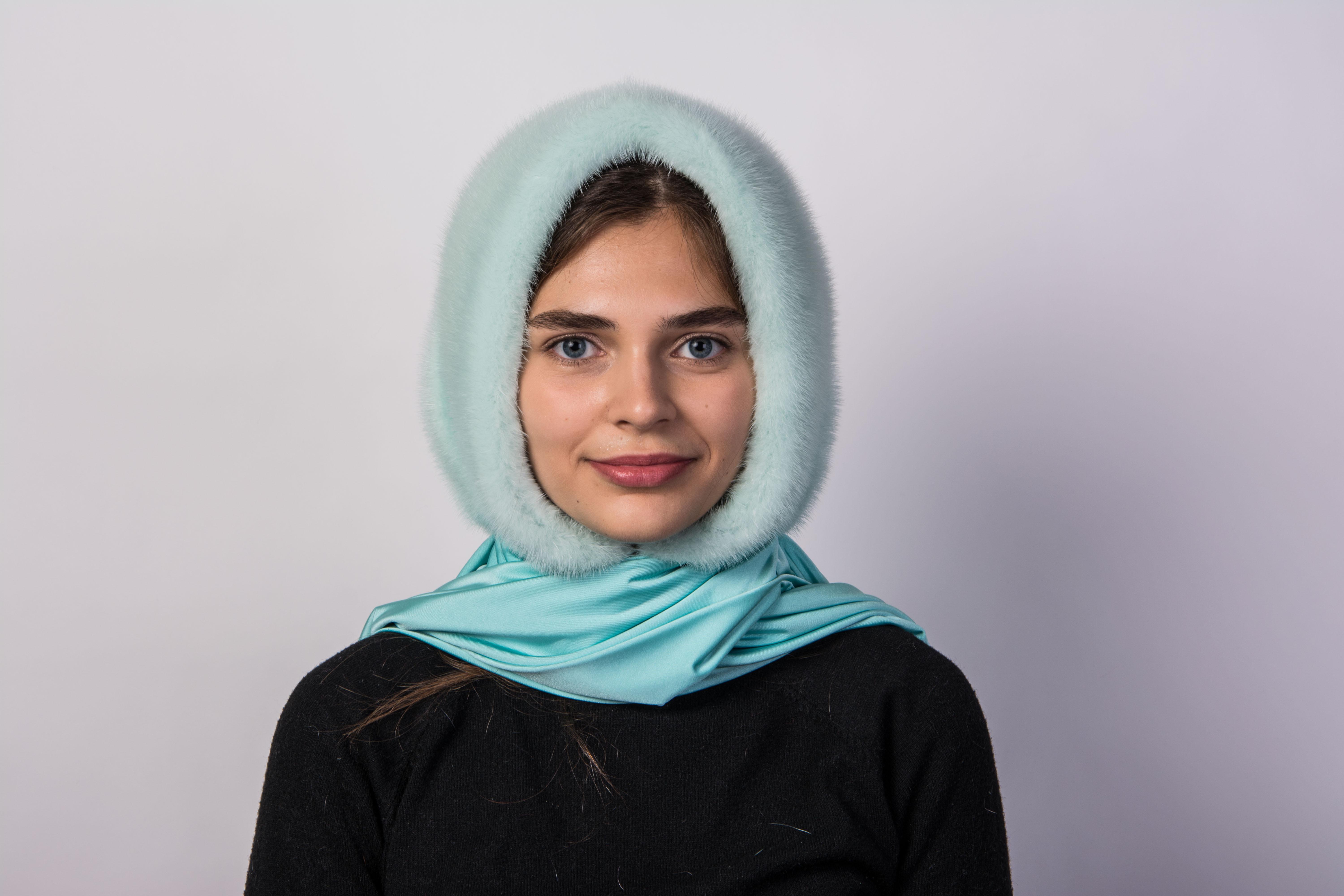 Платок женский из меха норки Меховой стиль Паук из натурального меха Мятный One size 001/C