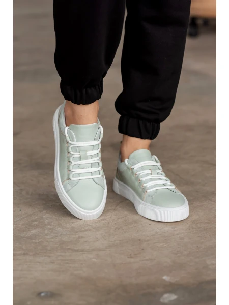 Кеды женские из натуральной кожи р. 36 23,5 см Оливковый - фото 2 Кеды женские из натуральной кожи р. 36 23,5 см Оливковый - фото 2