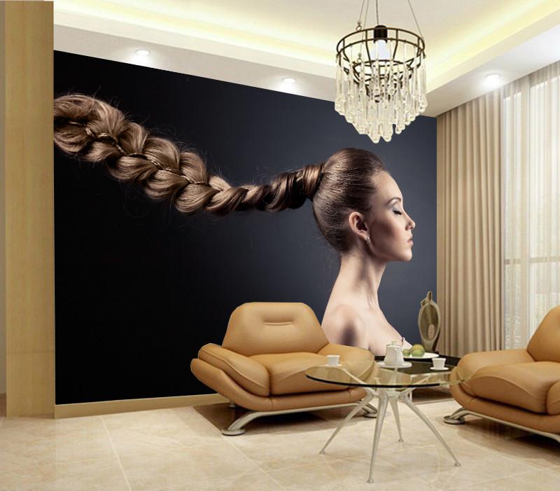 Фотообои флизелиновые красота и мода для спальни/зала/кухни моющиеся Длинная коса
