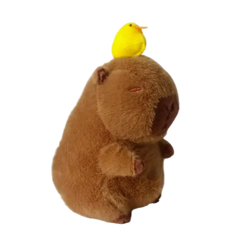 Мягкая игрушка плюшевая детская Капибара с уточкой на голове 23 см (2794388332)