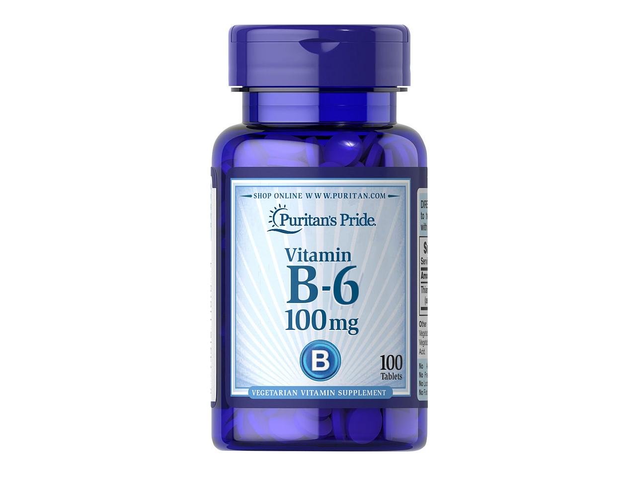 Вітамін В6 Puritan's Pride Vitamin B-6 Pyridoxine Hydrochloride 100 mg 100 таблеток