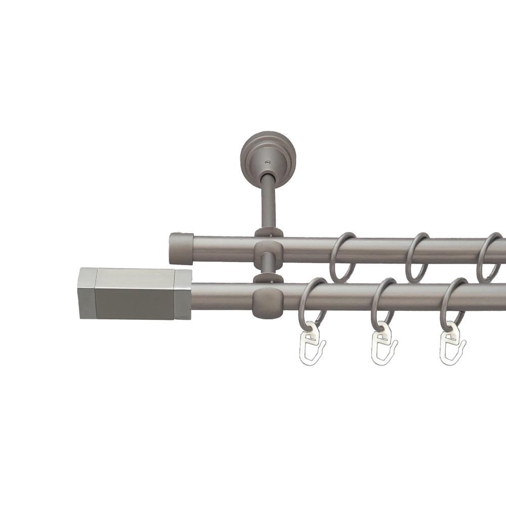 Карниз для штор Orvit Квадро дворядний гладкий 16\16 мм 240 см Сатиновий (00-00022939)