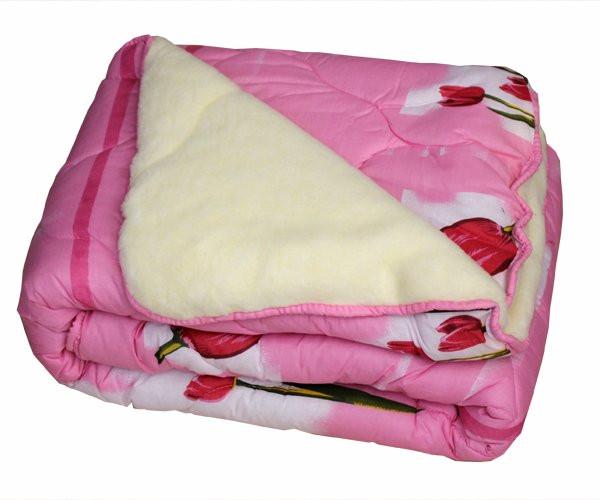 Одеяло полуторное из овечьей шерсти Лери Макс Розовый