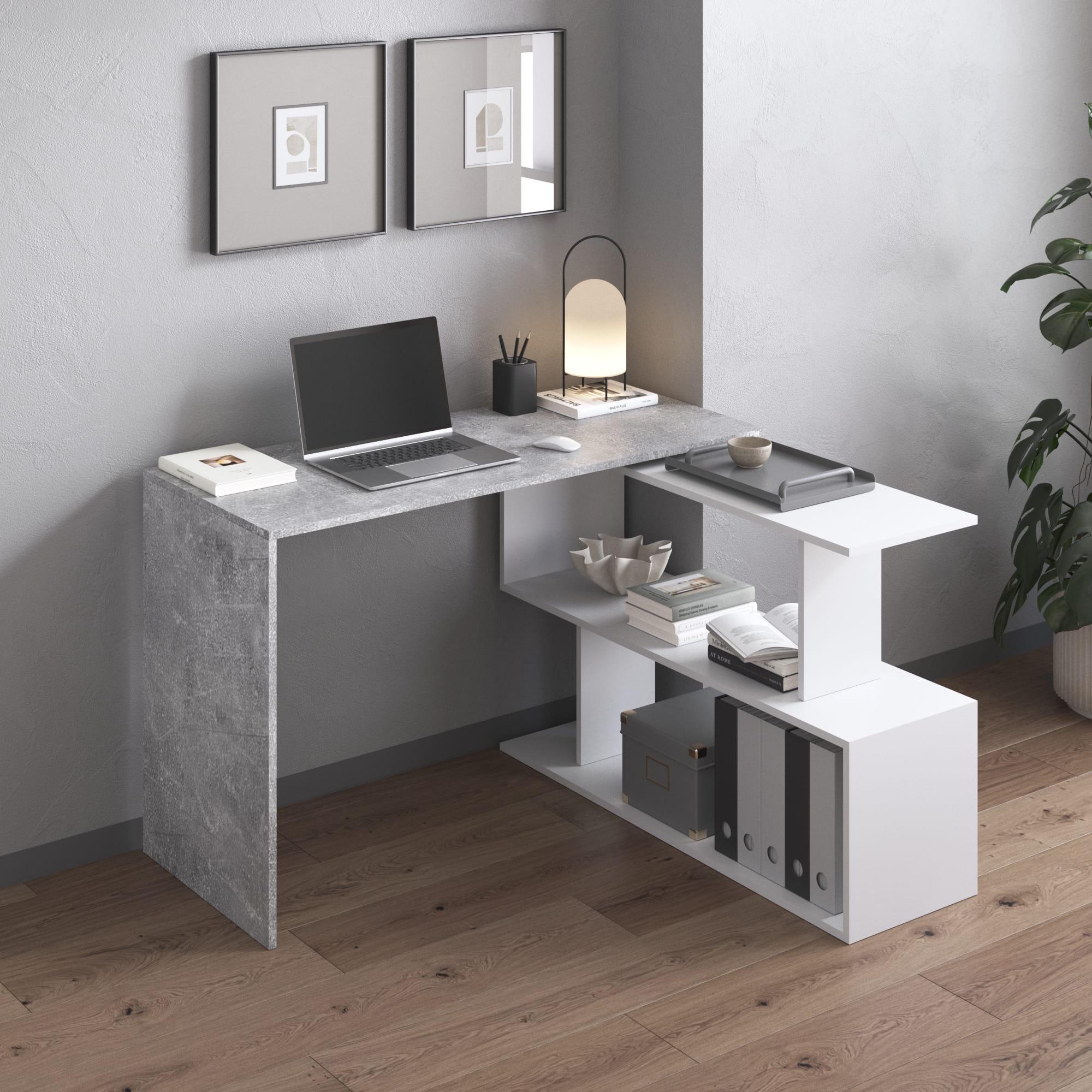 Стіл трансформер ЛДСП Бетон з білим - фото 1