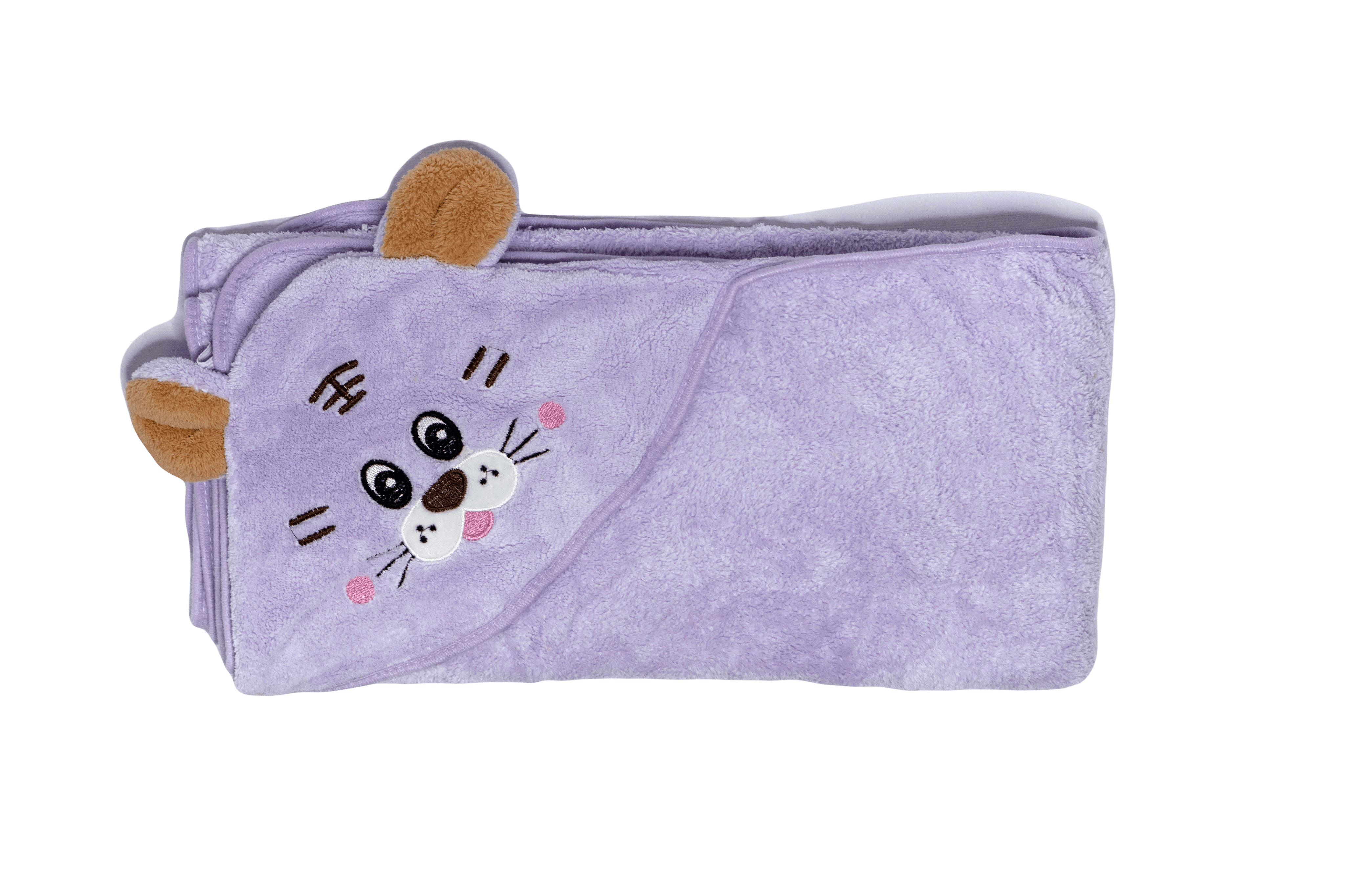 Полотенце-уголок Тигр с капюшоном детское 90х90 см Фиолетовый (67887)