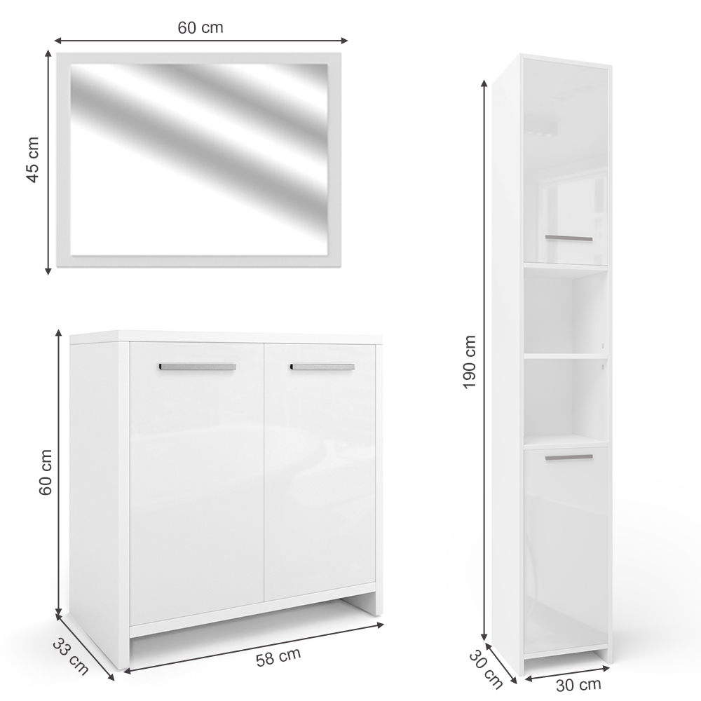 Комплект мебели Vicco Kiko из 3-х пр. Белый глянец - фото 2