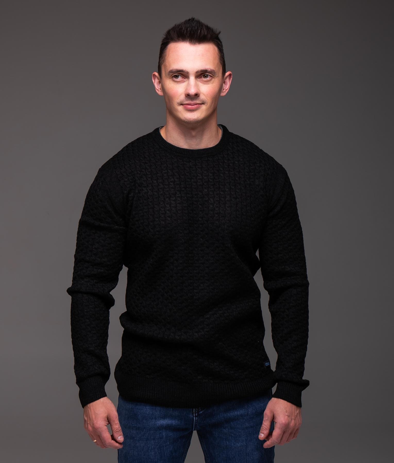 Свитер мужской зимний вязаный классический батал 5XL Черный (2443/2) - фото 6 Свитер мужской зимний вязаный классический батал 5XL Черный (2443/2) - фото 6