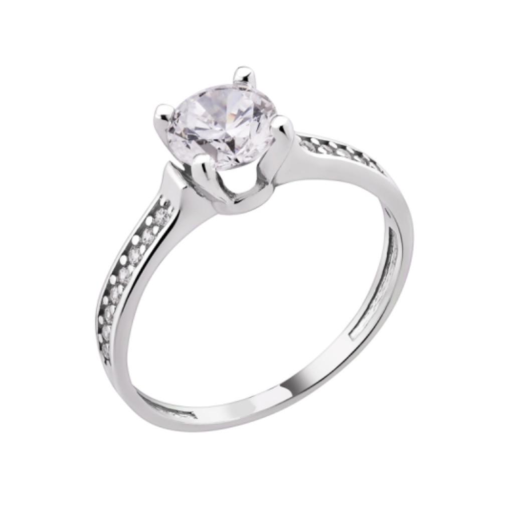 Серебряное кольцо с белыми камнями р. 16 родованное 1,65 г (лк0106р)