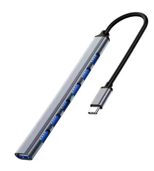 USB-хаб Type-c 3.0 7 портів USB2.0/USB3.0 Сірий (AWN-00311) USB-хаб Type-c 3.0 7 портів USB2.0/USB3.0 Сірий (AWN-00311)