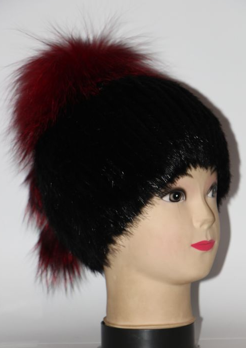 Шапка женская натуральная зимняя из меха ондатры и песца (28531)