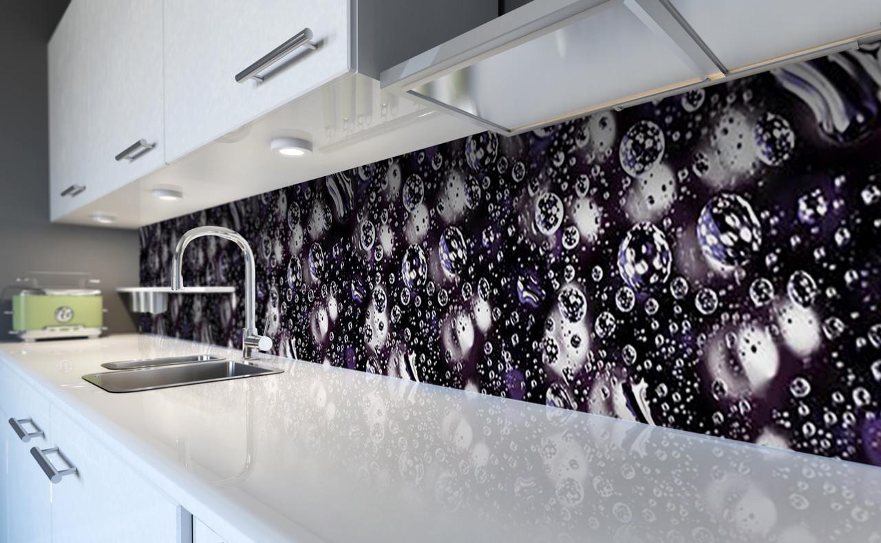 Кухонный фартук Пузыри сферы вода из самоклеющейся виниловой пленки 65х250 см Черный