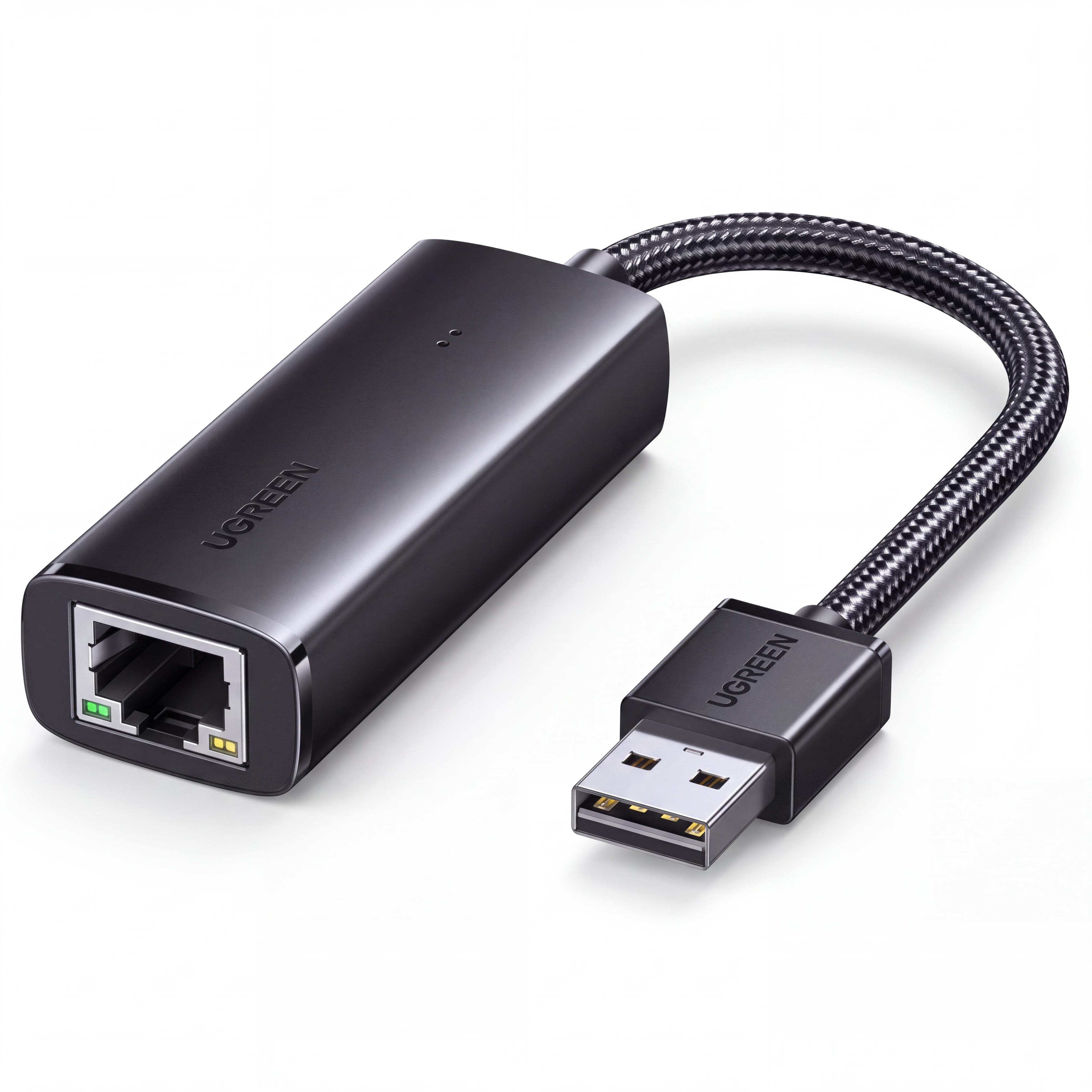 Мережевий адаптер USB-A UGREEN CM650 мережева карта USB 3.0 на RJ45 до 1000 Мбіт/с без встановлення драйверів у Windows 8–11 і macOS Чорний (15636)