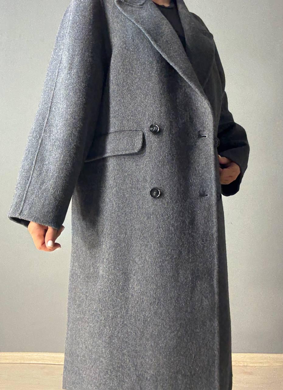 Пальто жіноче LADY YEP 85098 довге оверсайз вовняне двобортне M Сірий (5122) - фото 4