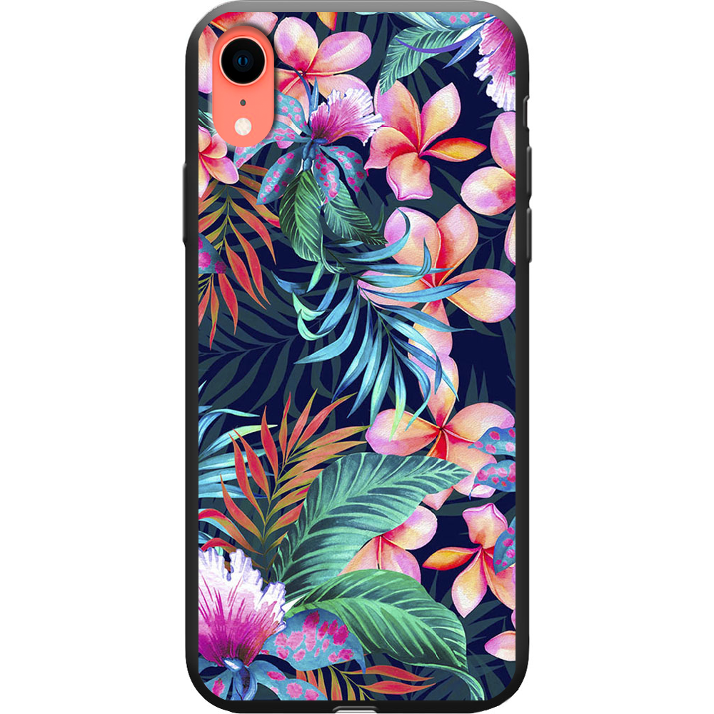 Чехол Boxface iPhone XR flowers in the tropics Черный силикон (35417-up1971-38739)