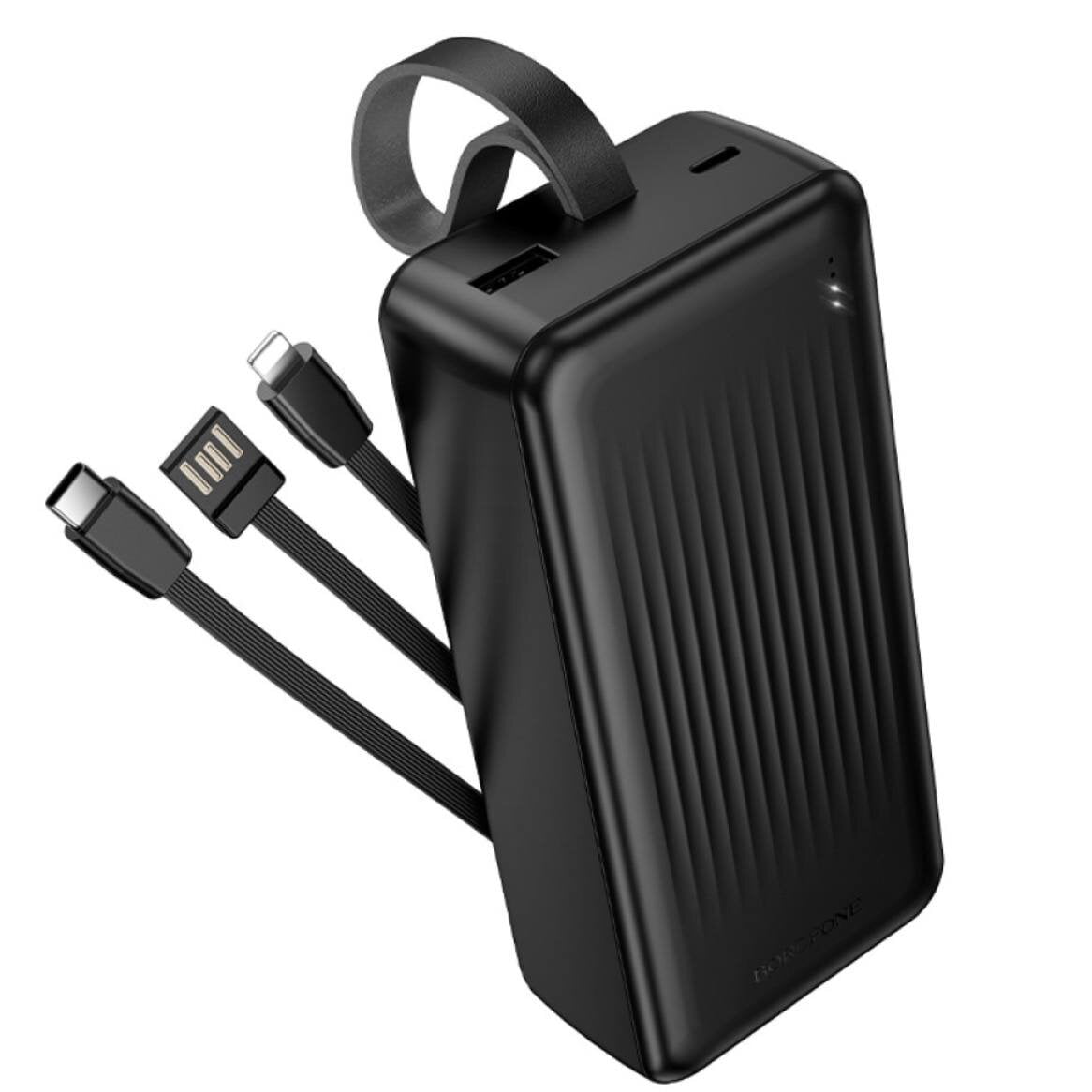 Повербанк Borofone BJ79B 30000 mAh з кабелями USB Type-C Lightning Чорний (RT200)