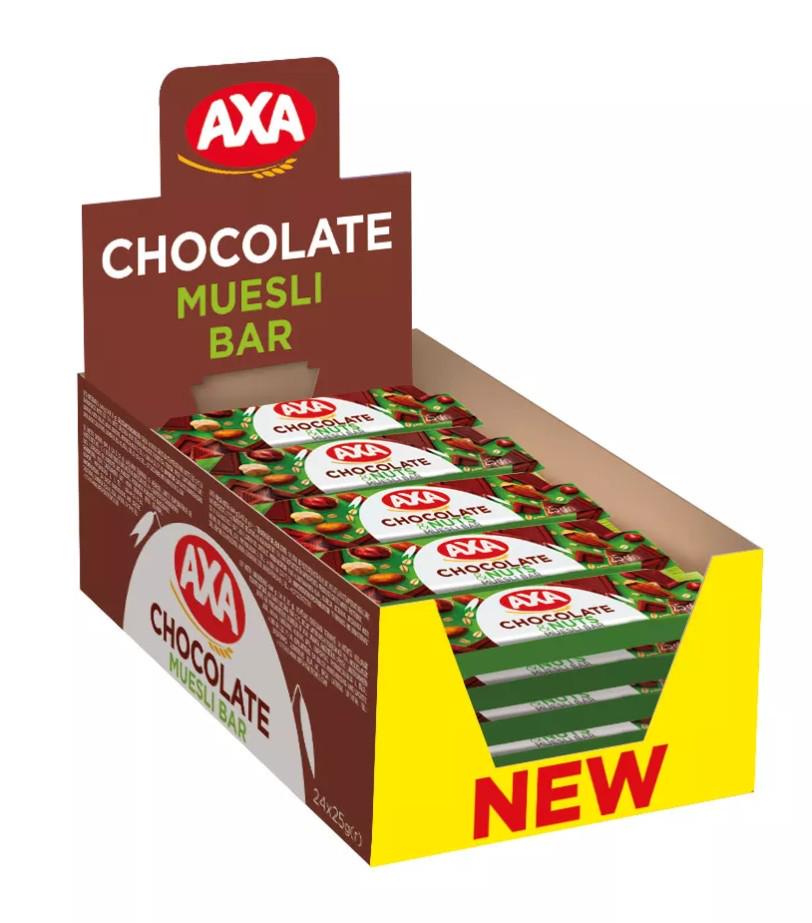 Батончики АХА з молочним шоколадом і горіхами 25 г 24 шт.