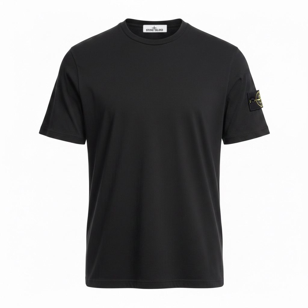 Футболка мужская в стиле Stone Island Regular-Fit Patch Logo T-Shirt M Черный (SI12002.4M)