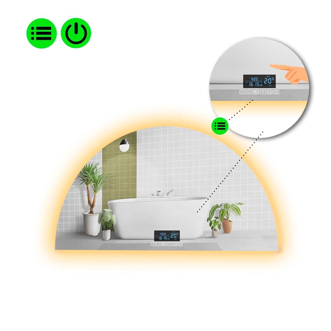 Зеркало с LED подсветкой Cerhio 2 с Smart-блоком 130x65 см (8994578)