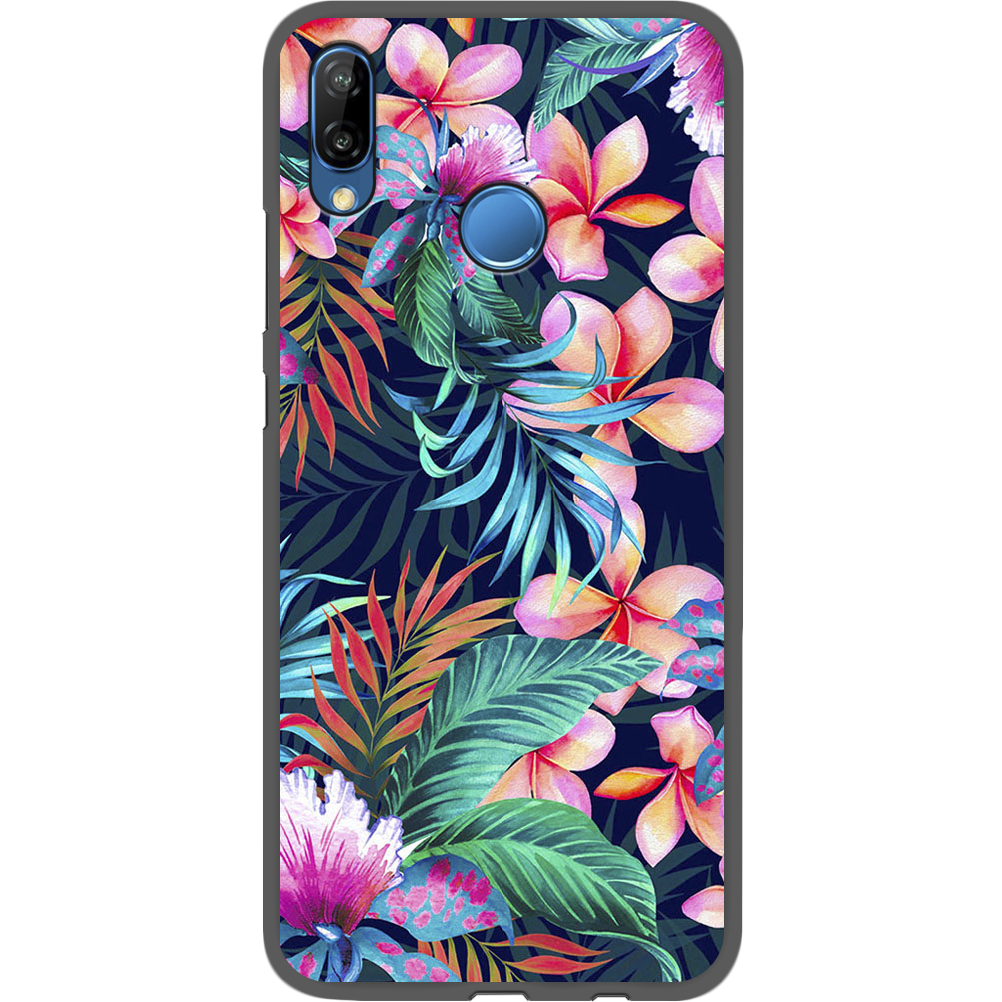 Чехол Boxface Huawei P20 Lite flowers in the tropics Черный силикон (33127-up1971-35158)