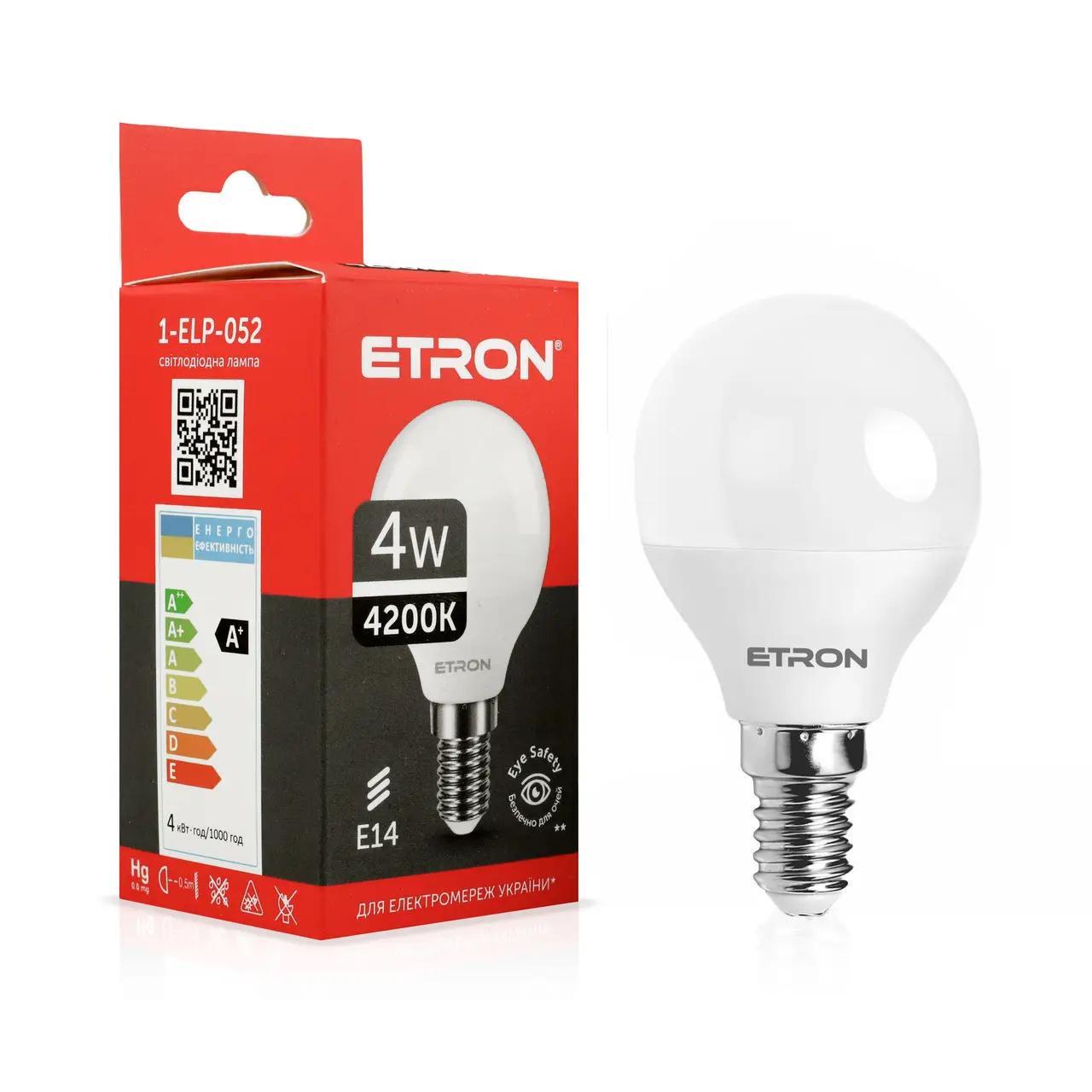 Світлодіодна лампа ETRON 4W G45 4200K 220V E14 Денний білий (1-ELP-052)
