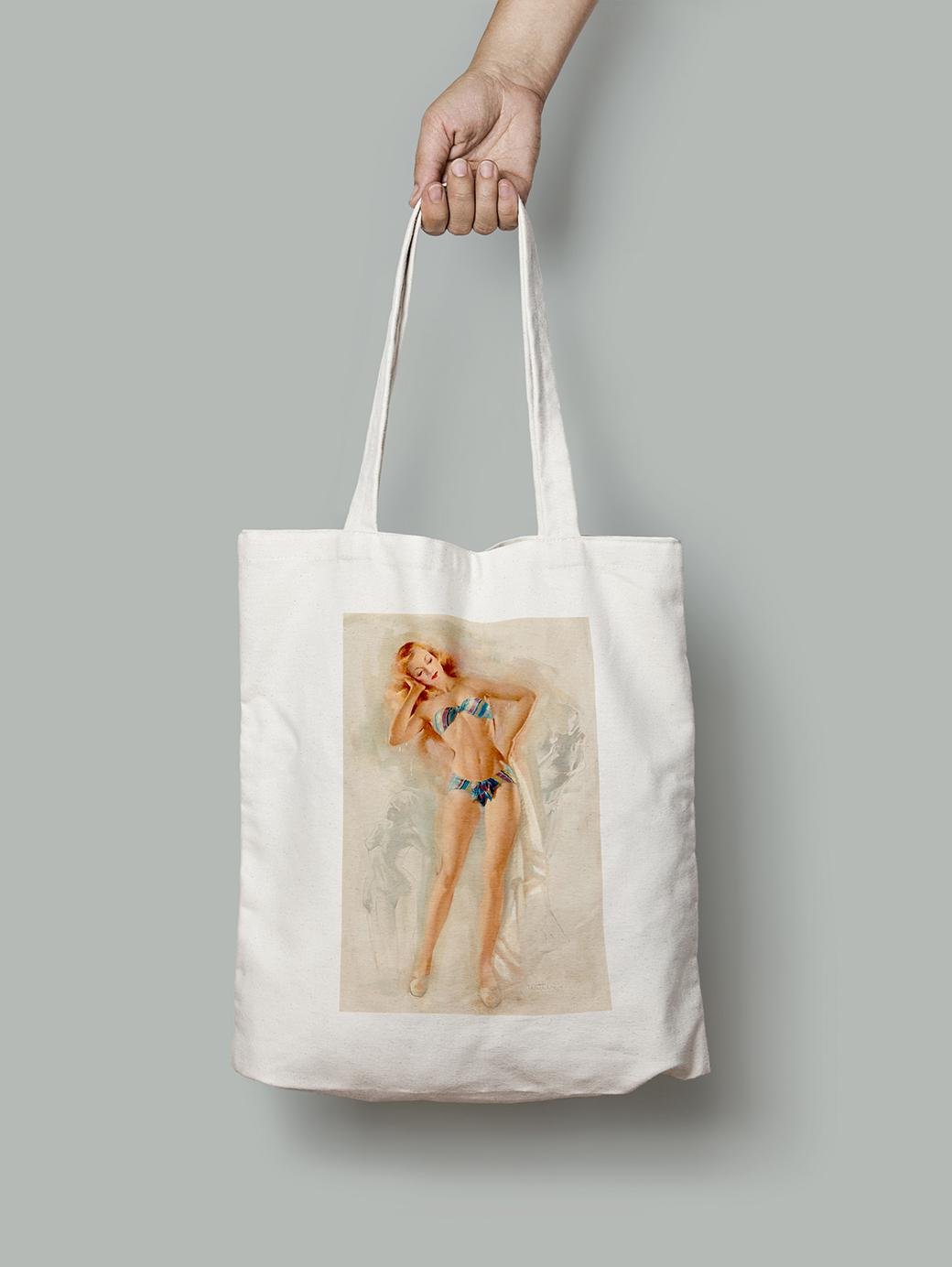 Эко-сумка Девушка вытирается полотенцем. Холка Тед 1952 г шопер (pin_up010141_Bag)