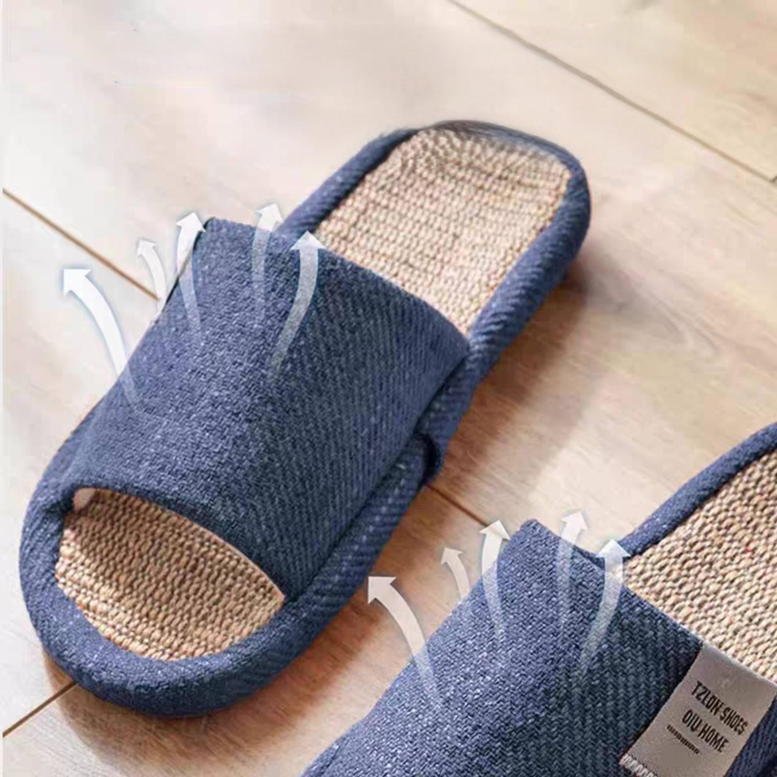 Тапочки льняные Элит TZLDN с открытым носком р. 45/46 29,5 см Темно-синий (29416810) - фото 6 Тапочки льняные Элит TZLDN с открытым носком р. 45/46 29,5 см Темно-синий (29416810) - фото 6