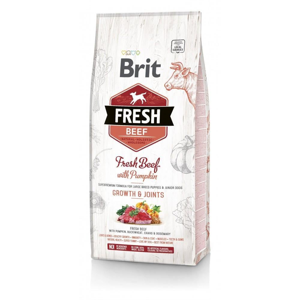 Корм сухий для цуценят Brit Fresh і молодих собак великих порід яловичина і гарбуз 12 кг (170991/530755)