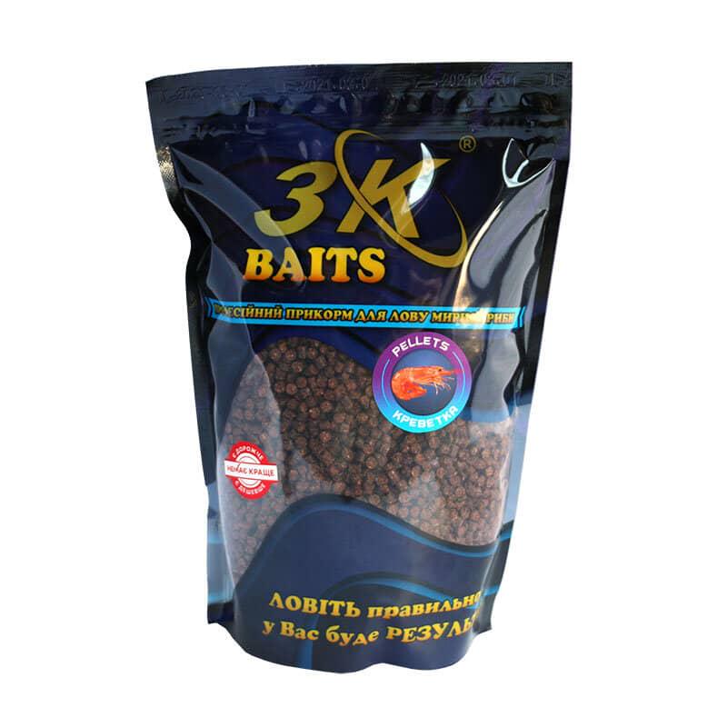 Пеллетс 3KBaits 4 мм 800 г Креветка (3KB1155)