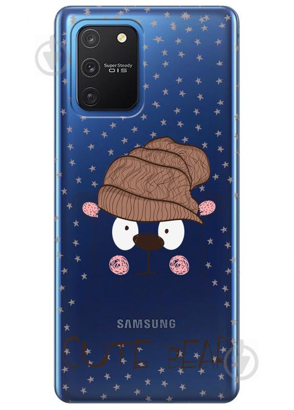 Прозрачный силиконовый чехол iSwag для Samsung Galaxy S10 Lite с рисунком - Медведь (KS3434)
