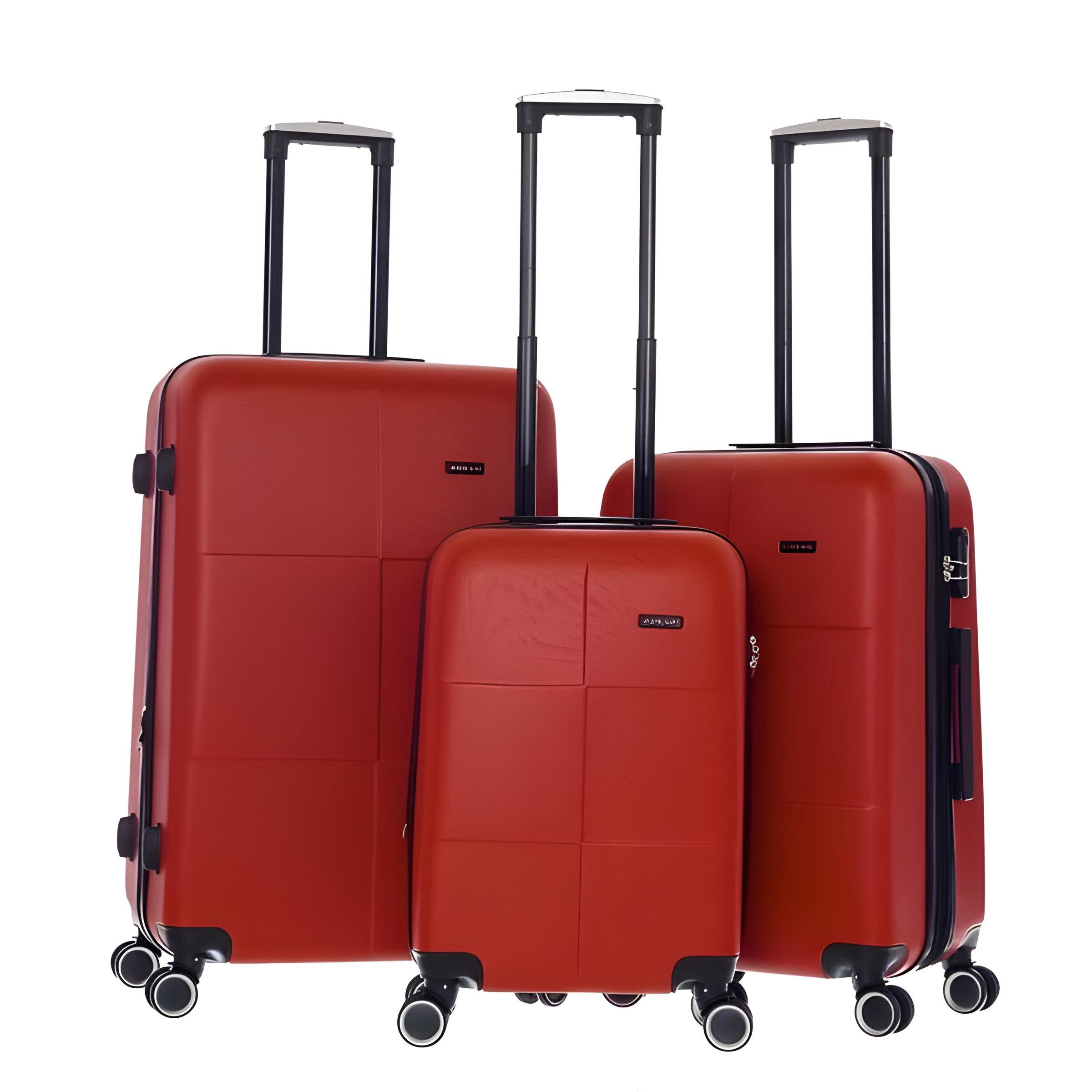 Набір валіз 3в1 пластик з кодовим замком та телескопічною ручкою Червоний (522)