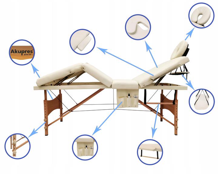 Масажний стіл складаний Akupres 4-сегментний 70х185 см Бежевий (10139425) - фото 7