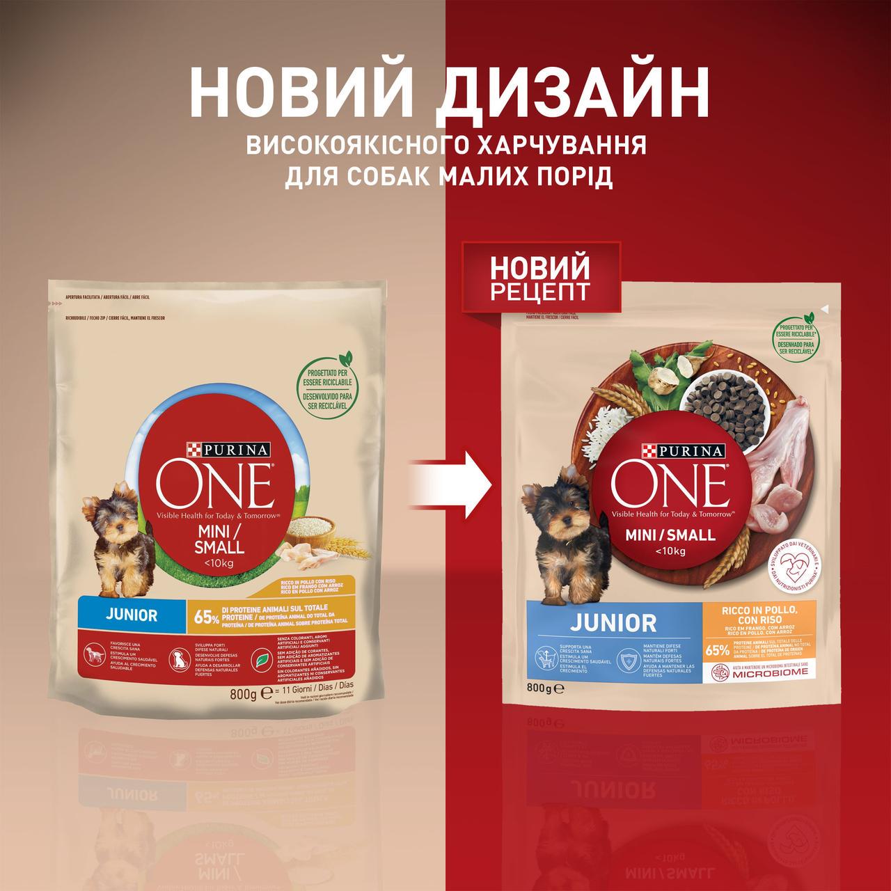 Сухой корм PURINA ONE Mini/Small Junior для щенков мелких пород с курицей 800 г - фото 6