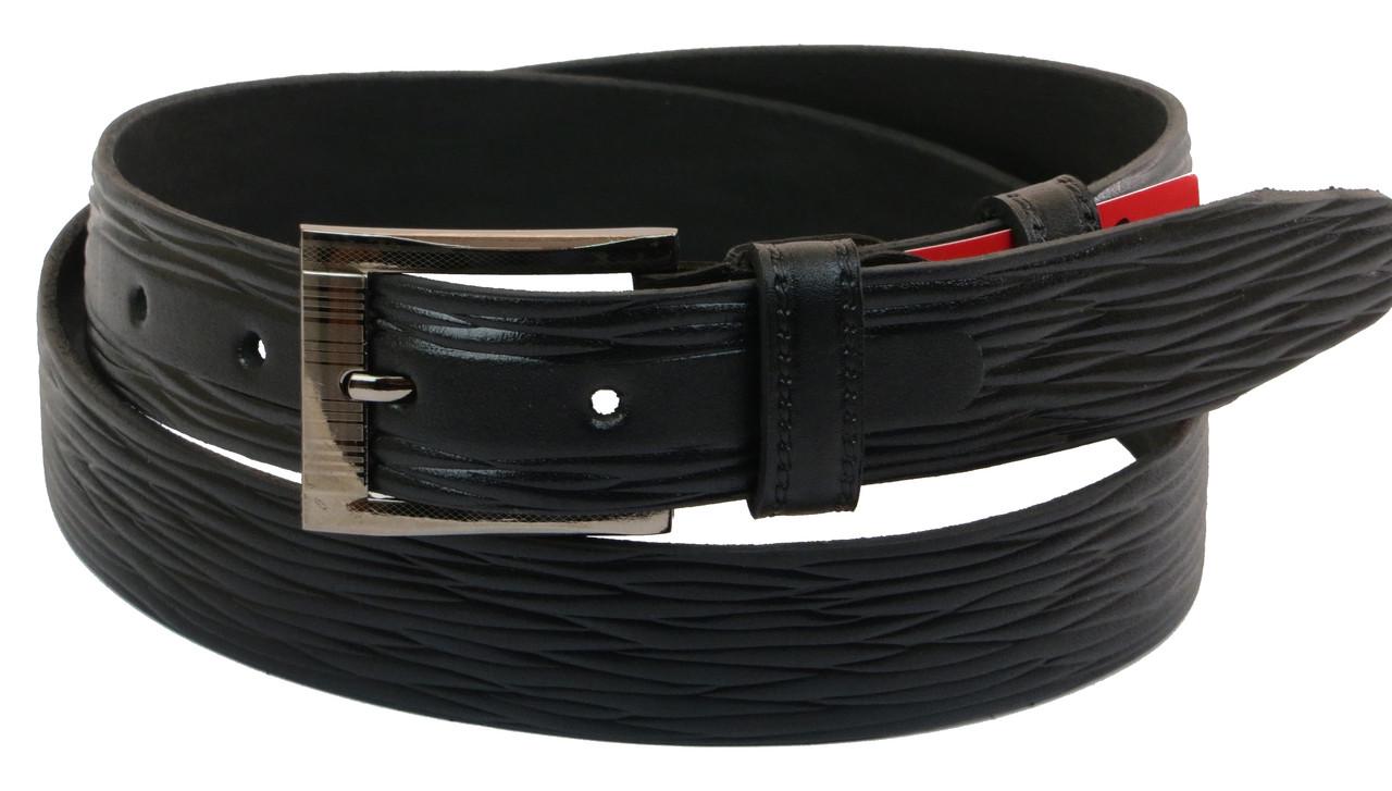 Ремень Skipper 1034-33 под штаны натуральная кожа 3,3 см Черный