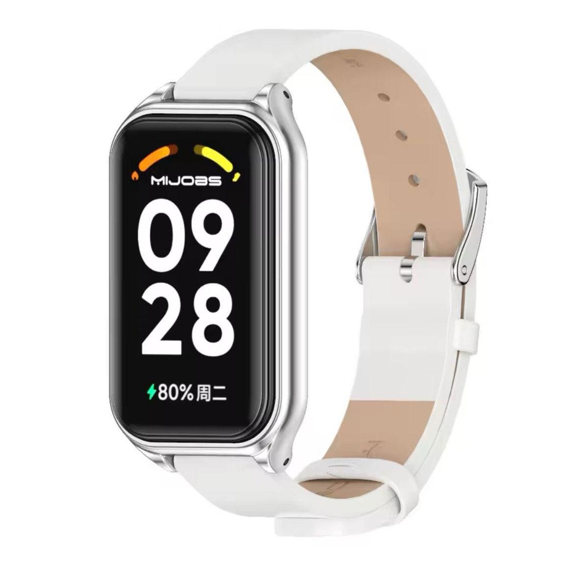 Ремешок кожаный Mijobs для фитнес браслета Xiaomi Smart Band 9 Active White (2583370780) - фото 2