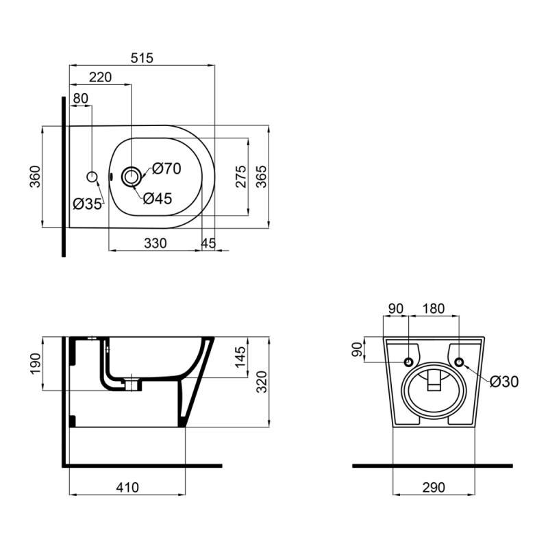 Біде підвісне Qtap Swan 520х360х320 мм White (10947356) - фото 2